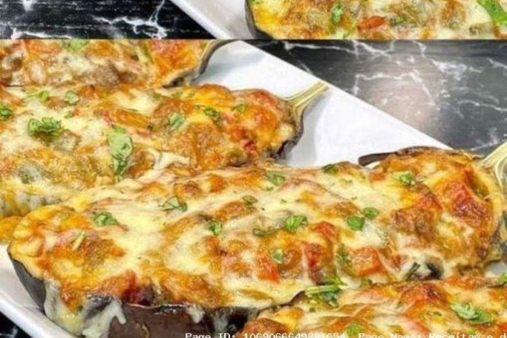 Berinjelas Recheadas com Vegetais e Mussarela Gratinada Irresistíveis