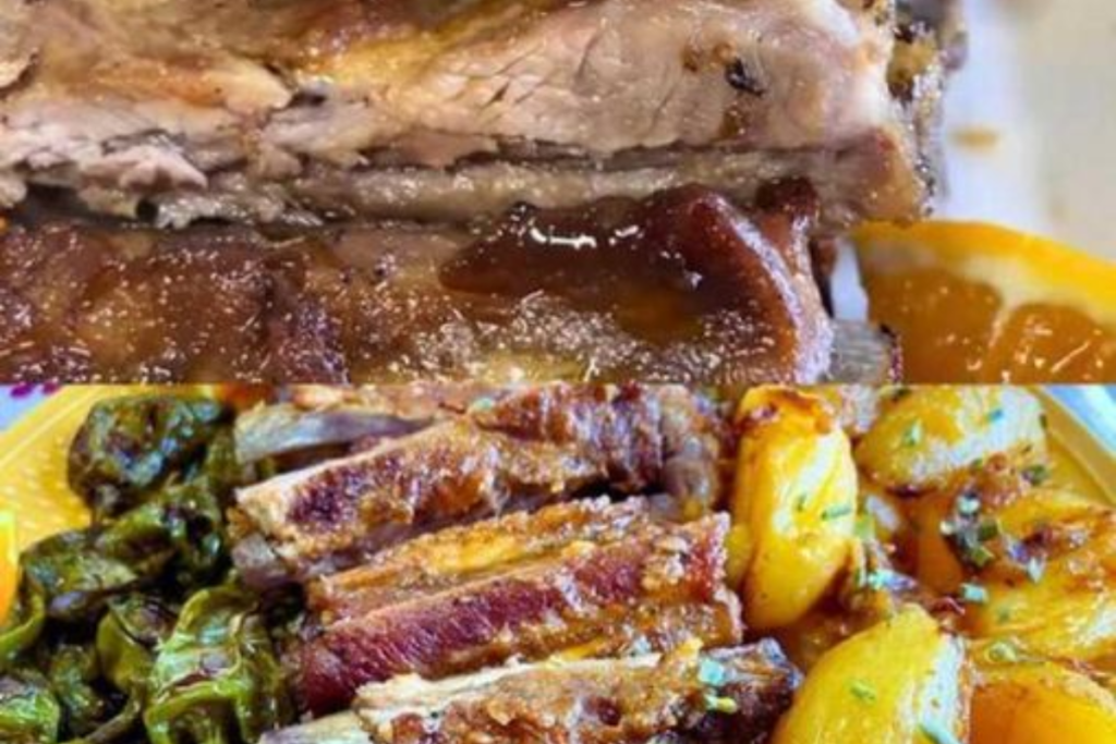 Costelinha Assada com Batatas ao Vinho que Derrete na Boca