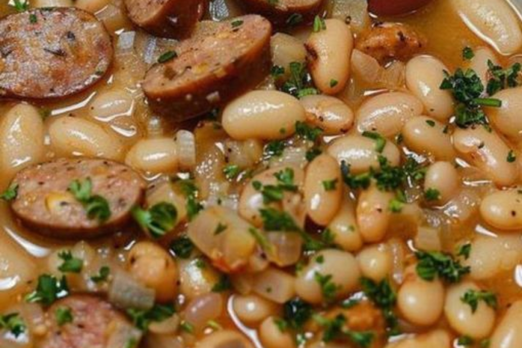 Feijão Branco Cremoso com Linguiça Calabresa em Molho Irresistível